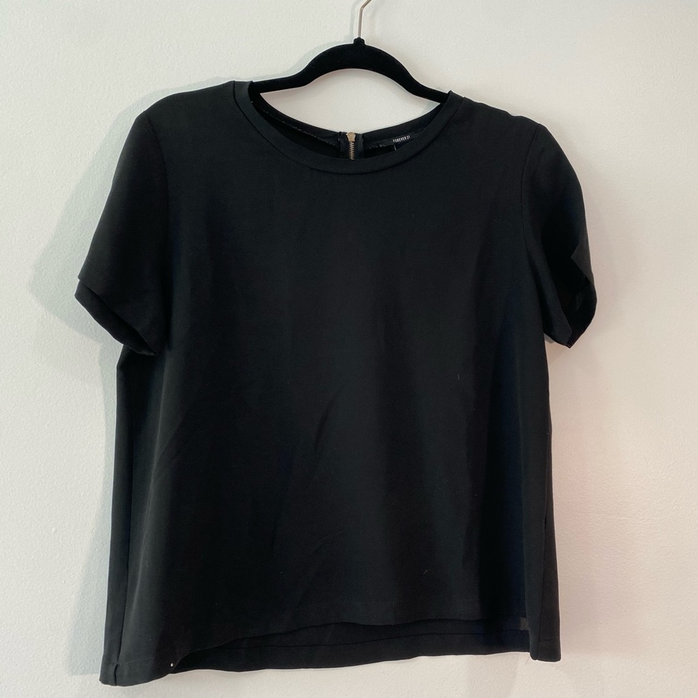 Forever 21 black short sleeve blouse